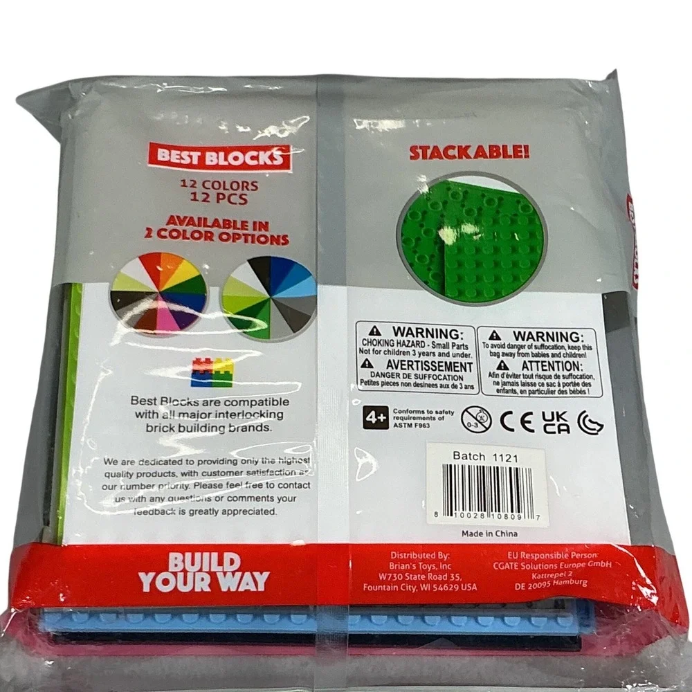 Best Blocks 12 Pack Stackable Baseplates 6x6 12 Colors Major Brand Compatible‎